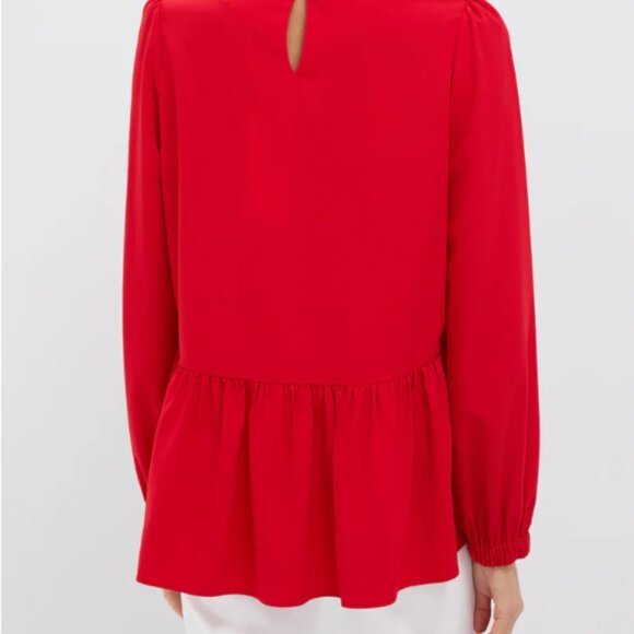 Tuckernuck Pomander Place Red Carlota Peplum Blouse New w/o Tags Size Medium - Picture 7 of 8